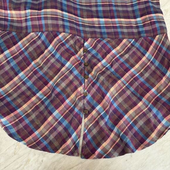 Lucky Brand Blouse Women’s Purple Plaid Button Front Boho Long Sleeve Top size S - Picture 8 of 8